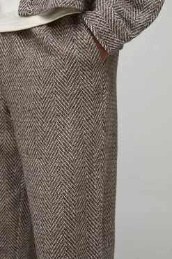 Tall Relaxed Leg Brushed Herringbone Trouser