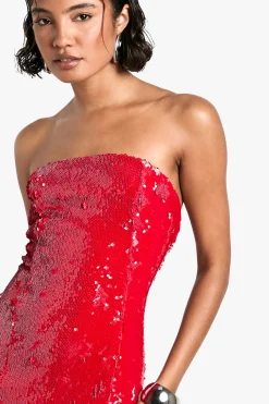 boohoo Tall - Robe bustier à paillettes<Femme Robes Moulantes|Robes