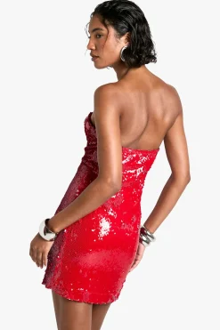 boohoo Tall - Robe bustier à paillettes<Femme Robes Moulantes|Robes