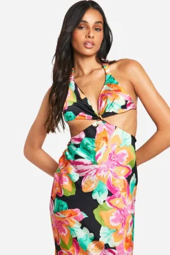 Tall - Robe longue fleurie à découpes