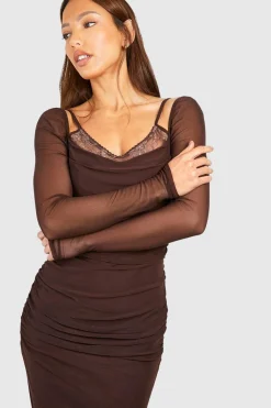 Tall - Robe mi-longue en mesh et dentelle