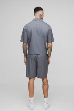 Tall Satin Jacquard Boxy Oversized Shirt