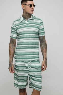Tall Slim Revere Ensemble Court Polo Texturé Abstrait