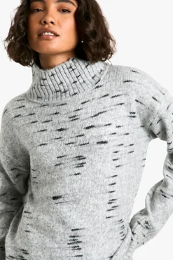 Tall Soft Knit Marl Oversized High Neck Jumper