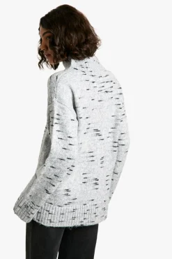 Tall Soft Knit Marl Oversized High Neck Jumper