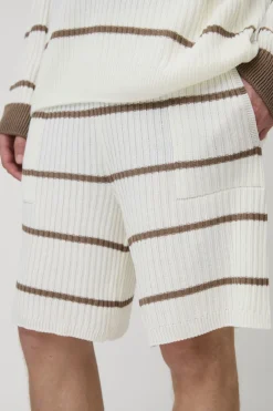 boohooMAN Tall Stripe Relaxed Knitted Shorts<Homme Tout Afficher|Maille