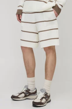boohooMAN Tall Stripe Relaxed Knitted Shorts<Homme Tout Afficher|Maille