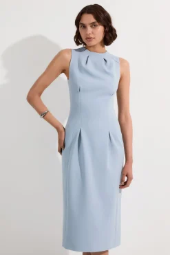 Tall Structured Crepe Sleeveless Tailored Pencil Midi Dress