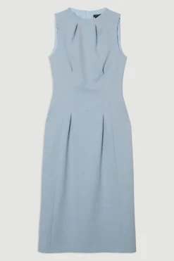 Tall Structured Crepe Sleeveless Tailored Pencil Midi Dress