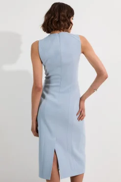 Tall Structured Crepe Sleeveless Tailored Pencil Midi Dress