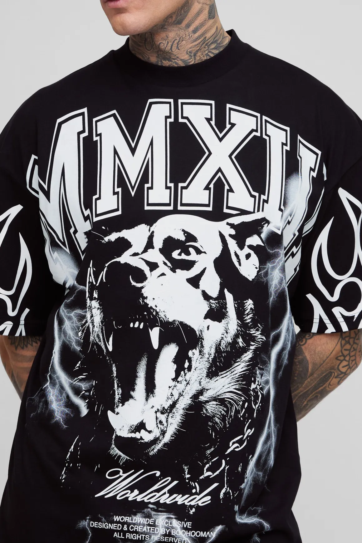 Tall - T-shirt oversize imprimé à col montant