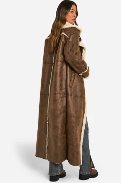 Tall Vintage Look Maxi Aviator Coat