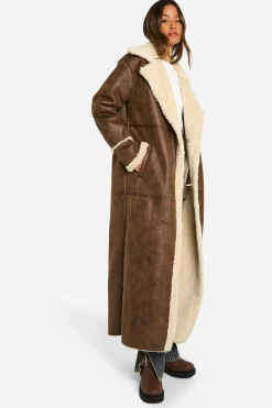 Tall Vintage Look Maxi Aviator Coat