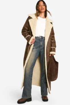 Tall Vintage Look Maxi Aviator Coat