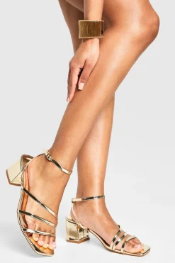 boohoo Talons à bloc bas en coupe large avec détails triple bride< Chaussures Festives|Chaussures À Talons