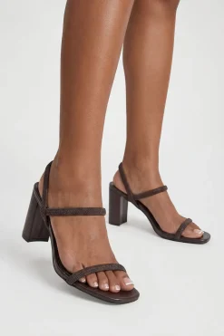 boohoo Talons Blocs À Détail De Sangle Élastiquée< Looks Chocolat|Chaussures À Talons
