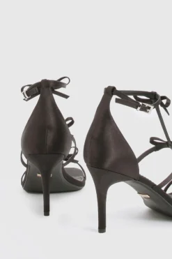 Talons à brides en satin avec nœud, édition limitée pour pieds larges