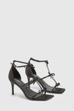 Talons à brides en satin avec nœud, édition limitée pour pieds larges