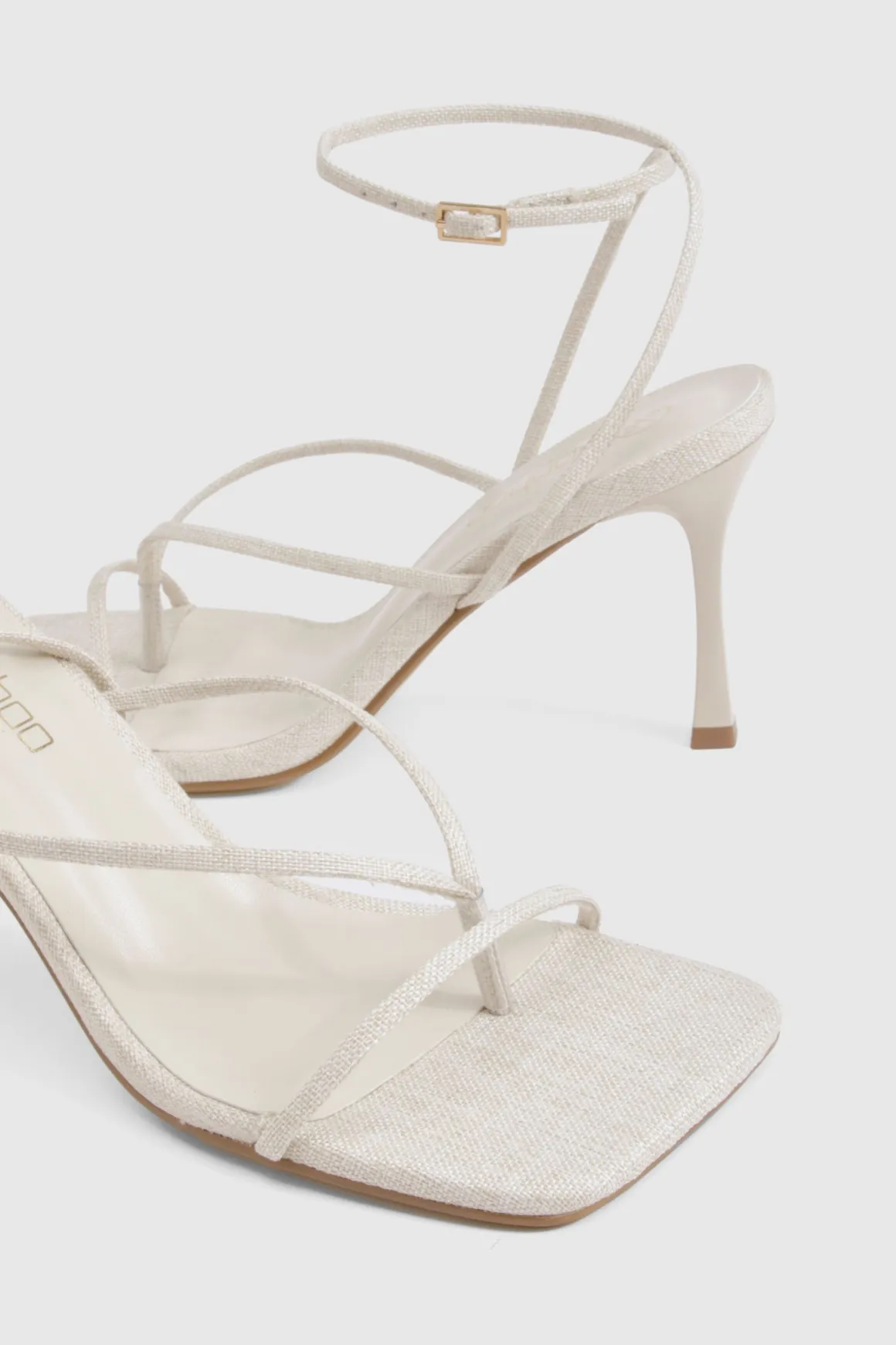 Talons compensés en lin à bride ouverte pour orteils larges