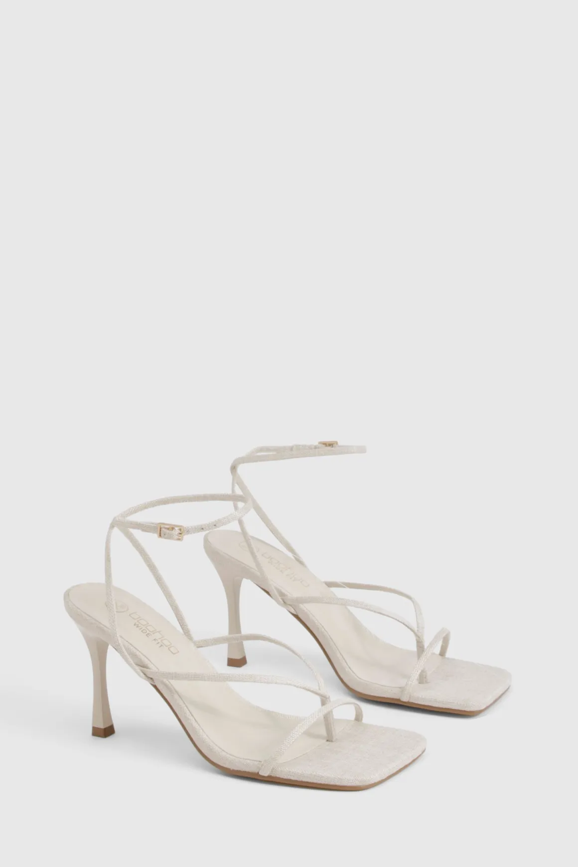Talons compensés en lin à bride ouverte pour orteils larges