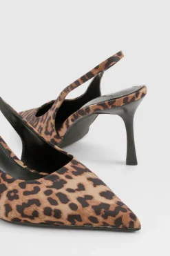 boohoo Talons Court à Bride Arriérée< Imprimé Léopard|Chaussures À Talons