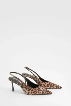 boohoo Talons Court à Bride Arriérée< Imprimé Léopard|Chaussures À Talons