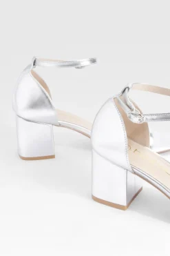 Talons larges métalliques à bloc bas, effet minimaliste