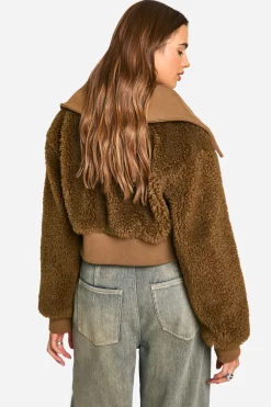 boohoo Teddy Blouson bomber en synthétique Teddy<Femme Manteaux Et Vestes D’Automne|Vestes & Manteaux