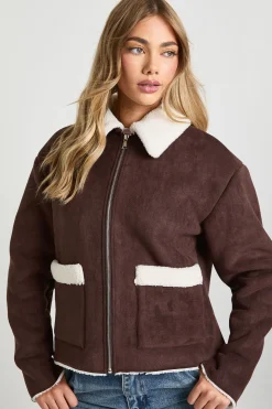 Teddy Trim Aviateur en suède synthétique