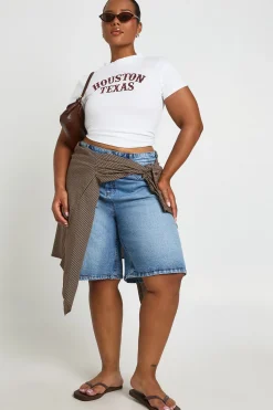boohoo Tee-shirt Court Grande Taille Imprimé Houston Texas<Femme Tops