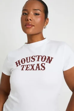 boohoo Tee-shirt Court Grande Taille Imprimé Houston Texas<Femme Tops
