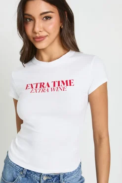 Tee-shirt Court Slogan Extra Time Extra Wine