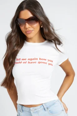 boohoo Tee-shirt Court Slogan Football Dis-moi Comment Tu Aurais Synthétique Devenir Pro<Femme Tops
