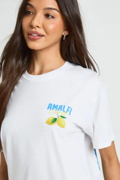 boohoo Tee-shirt Imprimé Citrons De La Côte Amalfitaine Recto Verso<Femme Tops