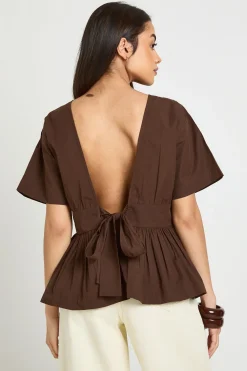 boohoo Tee-shirt Péplum Taille Cintrée<Femme Looks Chocolat|Tops