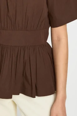 boohoo Tee-shirt Péplum Taille Cintrée<Femme Looks Chocolat|Tops