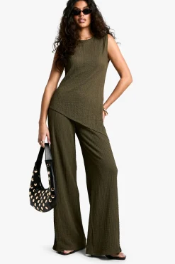 Textured Asym Hem Sleeveless Top & Trouser Co-ord