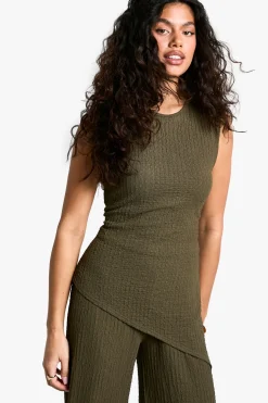 Textured Asym Hem Sleeveless Top & Trouser Co-ord
