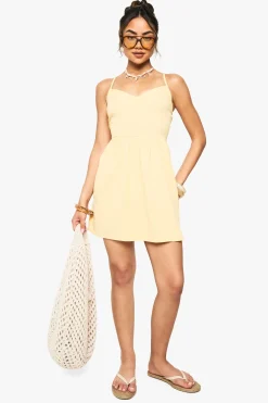Textured Crinkle Strappy Mini Dress