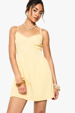 Textured Crinkle Strappy Mini Dress