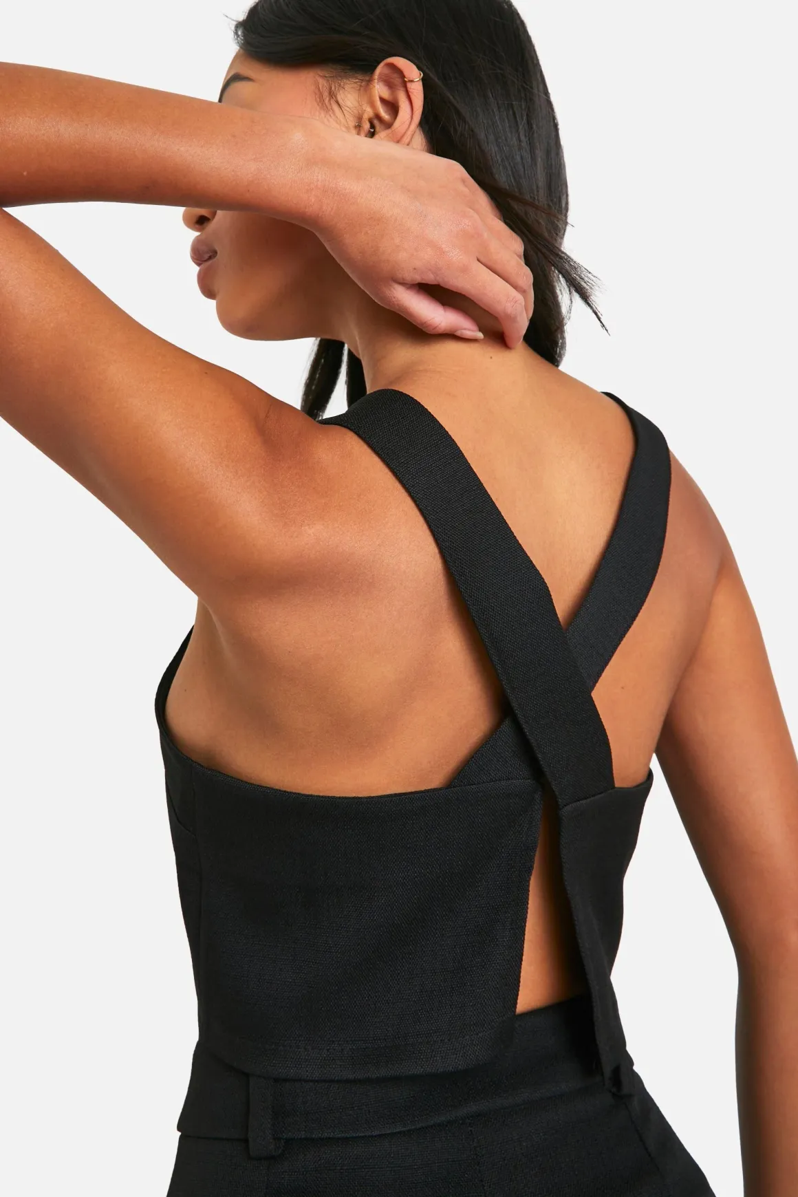Textured Linen Look Open Back Waistcoat