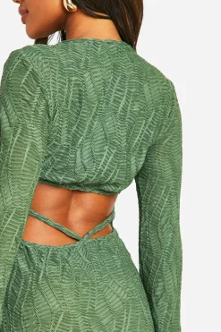 Texturée Robe Mini à Manches Évasées
