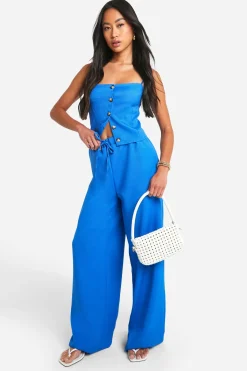 boohoo Texturé, look lin, gilet à bretelles, dos ouvert<Femme Tailleurs|Vestes & Manteaux