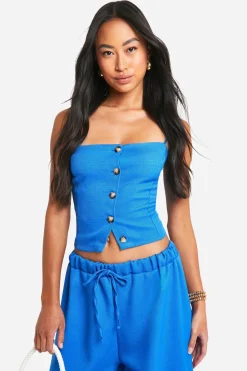 boohoo Texturé, look lin, gilet à bretelles, dos ouvert<Femme Tailleurs|Vestes & Manteaux