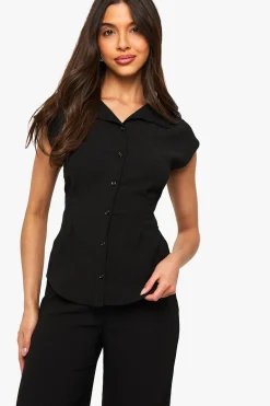 Texturé à taille cintrée, manches cap, haut et pantalon coordonnés
