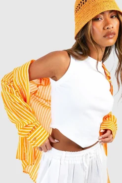 Thick Binding V Hem Rib Vest