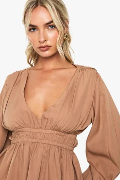 boohoo Tie Cuff Blouse à Peplum<Femme Tops