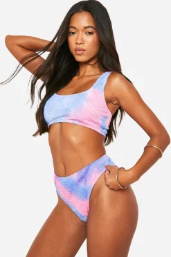 boohoo Tie Dye Froissé Hipster Short de Bikini<Femme Maillots De Bain|Tenues De Plage