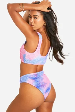 boohoo Tie Dye Froissé Hipster Short de Bikini<Femme Maillots De Bain|Tenues De Plage