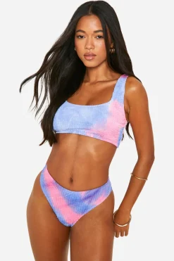boohoo Tie Dye Froissé Hipster Short de Bikini<Femme Maillots De Bain|Tenues De Plage